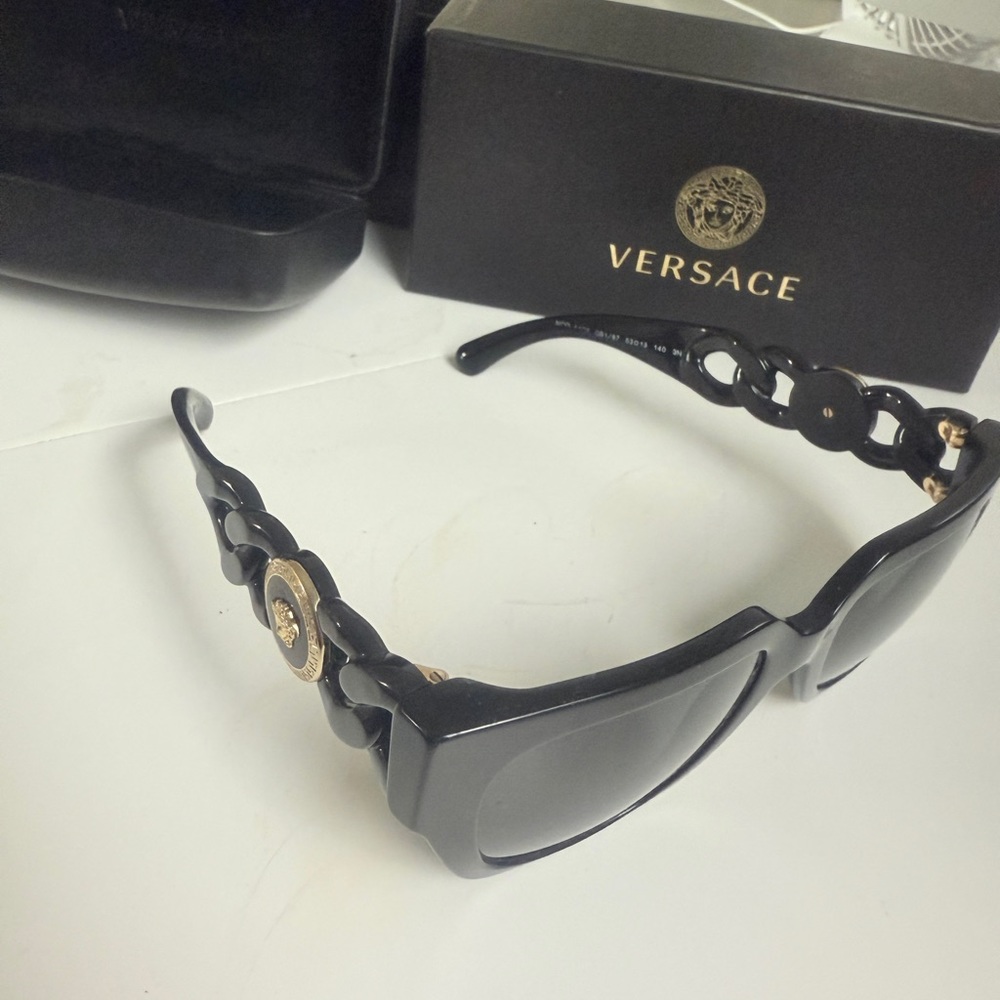 Versace Black Sunglasses with Gold Twisted Temples